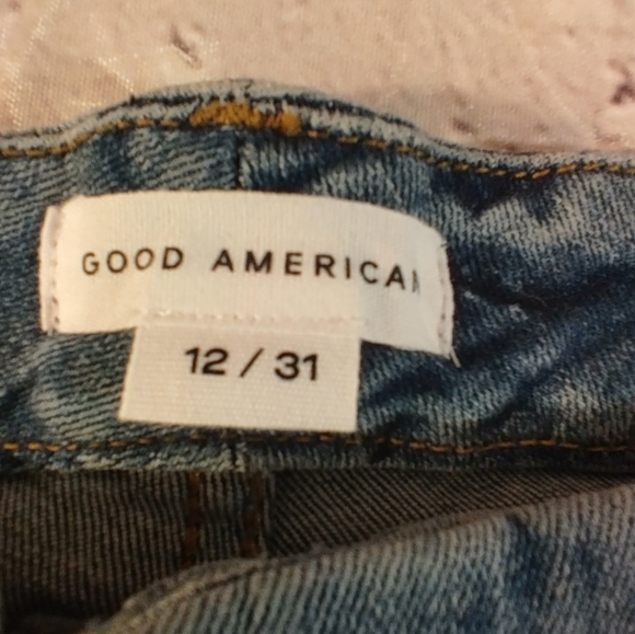 Good American Good Legs Distressed Buste Knees Ankle Jeans 12/31 - Picture 3 of 16